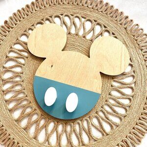 NWOT Disney Mickey Ears Wooden Hook Blue